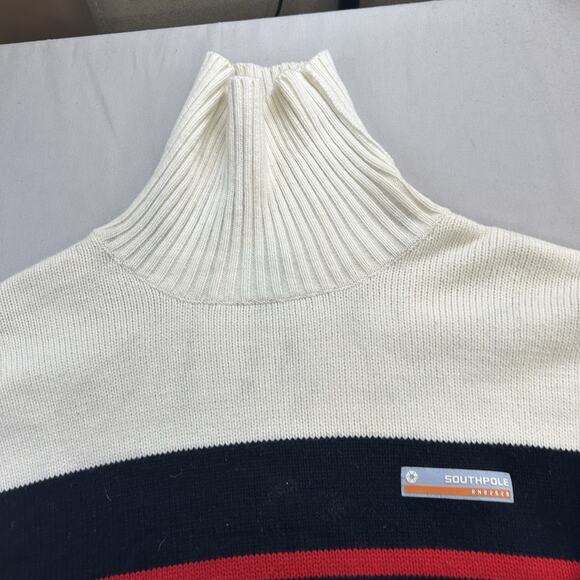 Vtg Southpole Sweater Mens XL Mock Turtleneck Striped Multicolor 90s Y2k Hip Hop - Picture 6 of 11
